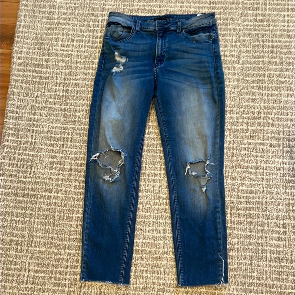 KanCan Skinny Jeans with Distressed Rips and Fading